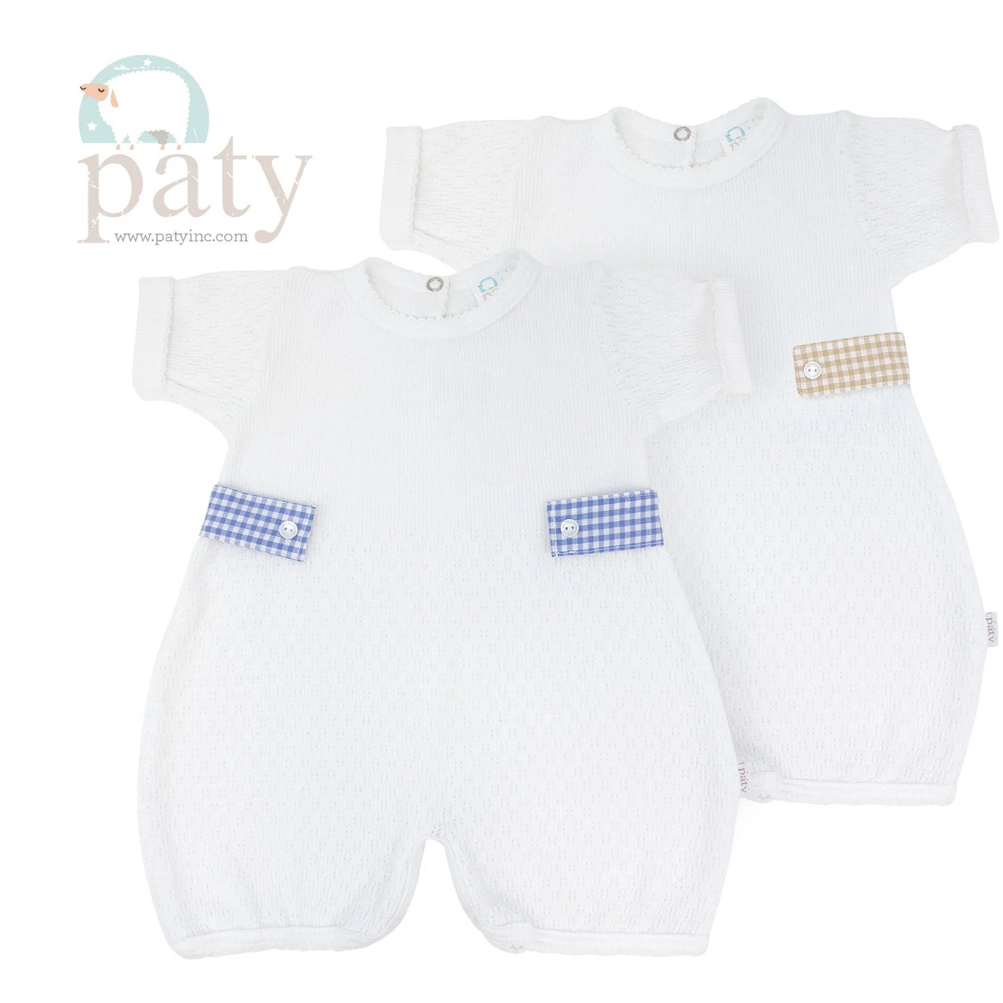 Paty Knit Bubble, Gingham Tabs - Blue