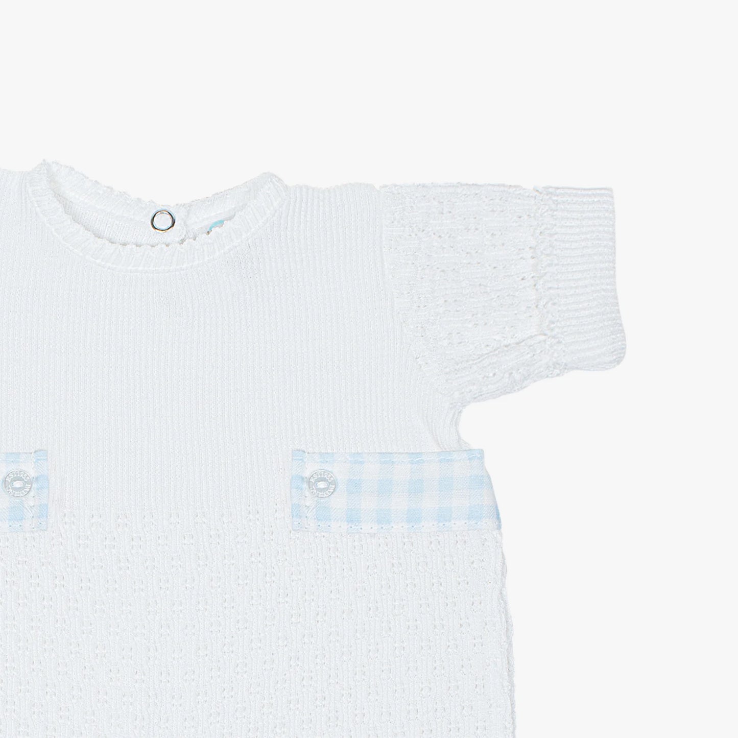 Paty Knit Bubble, Gingham Tabs - Blue