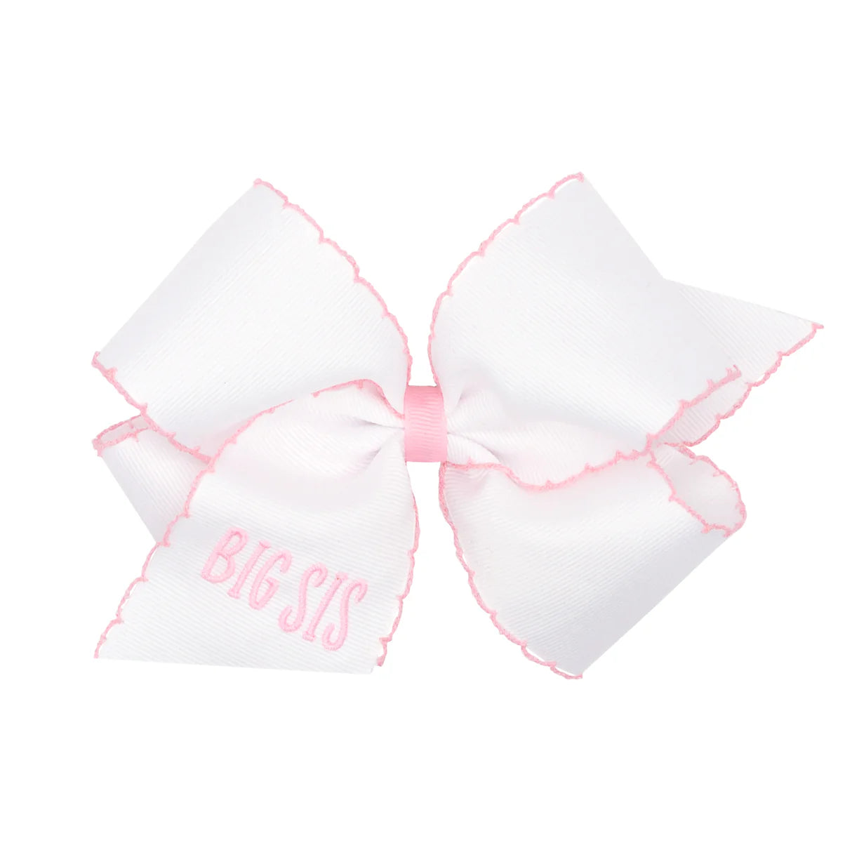 Medium "Big Sis" Hair Bow with Light Pink Moonstitch Edge