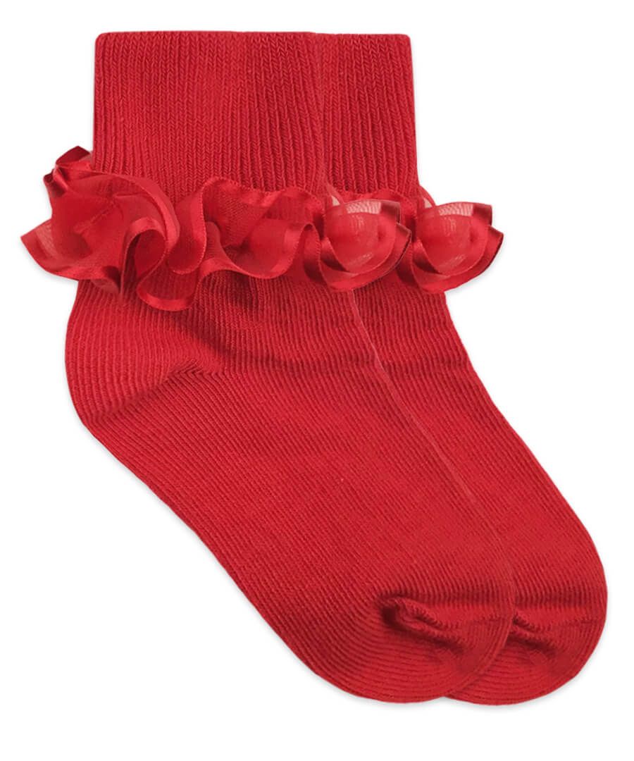 Frilly Ruffle Lace Turn Cuff Socks 1 Pair