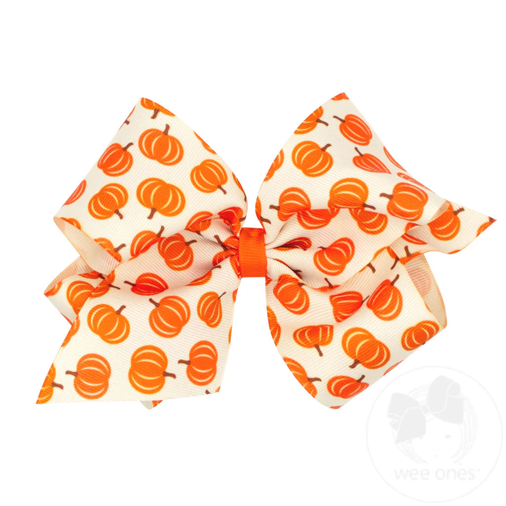King Harvest Print Grosgrain Hair Bow
