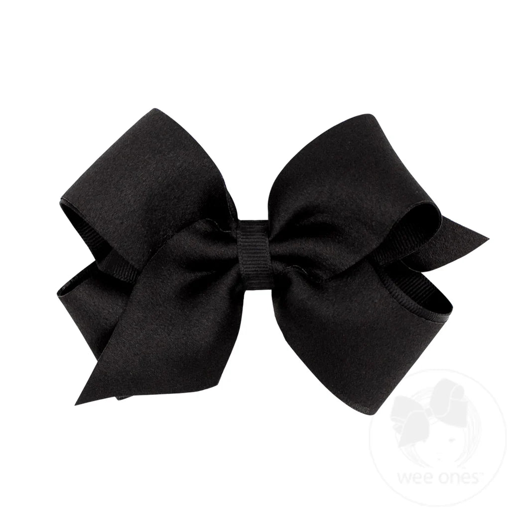 Medium Crepe Satin with Grosgrain Underlay Hair Bow