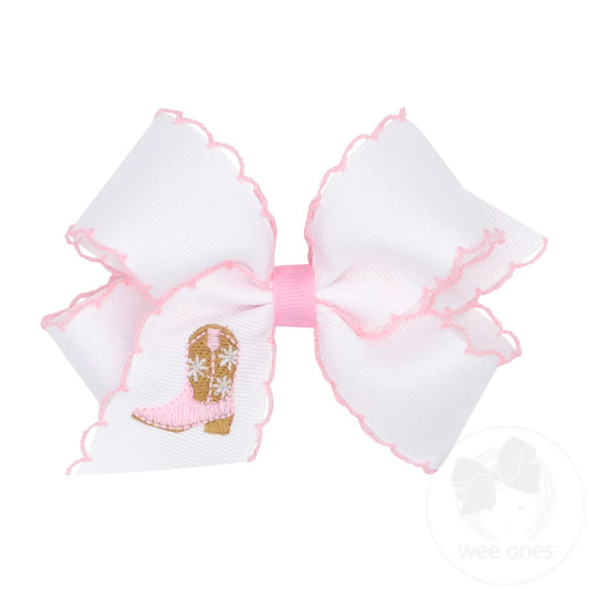 Medium Moonstitch Edge and Pink Cowgirl Boot Embroidery