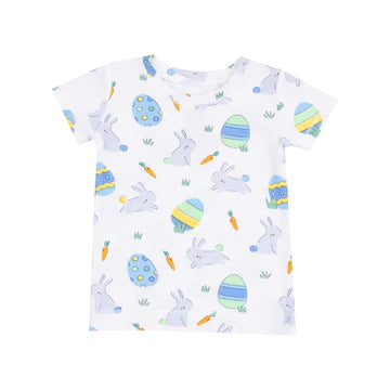 Short Sleeve Loungewear Set - Easter Bunnies Blue