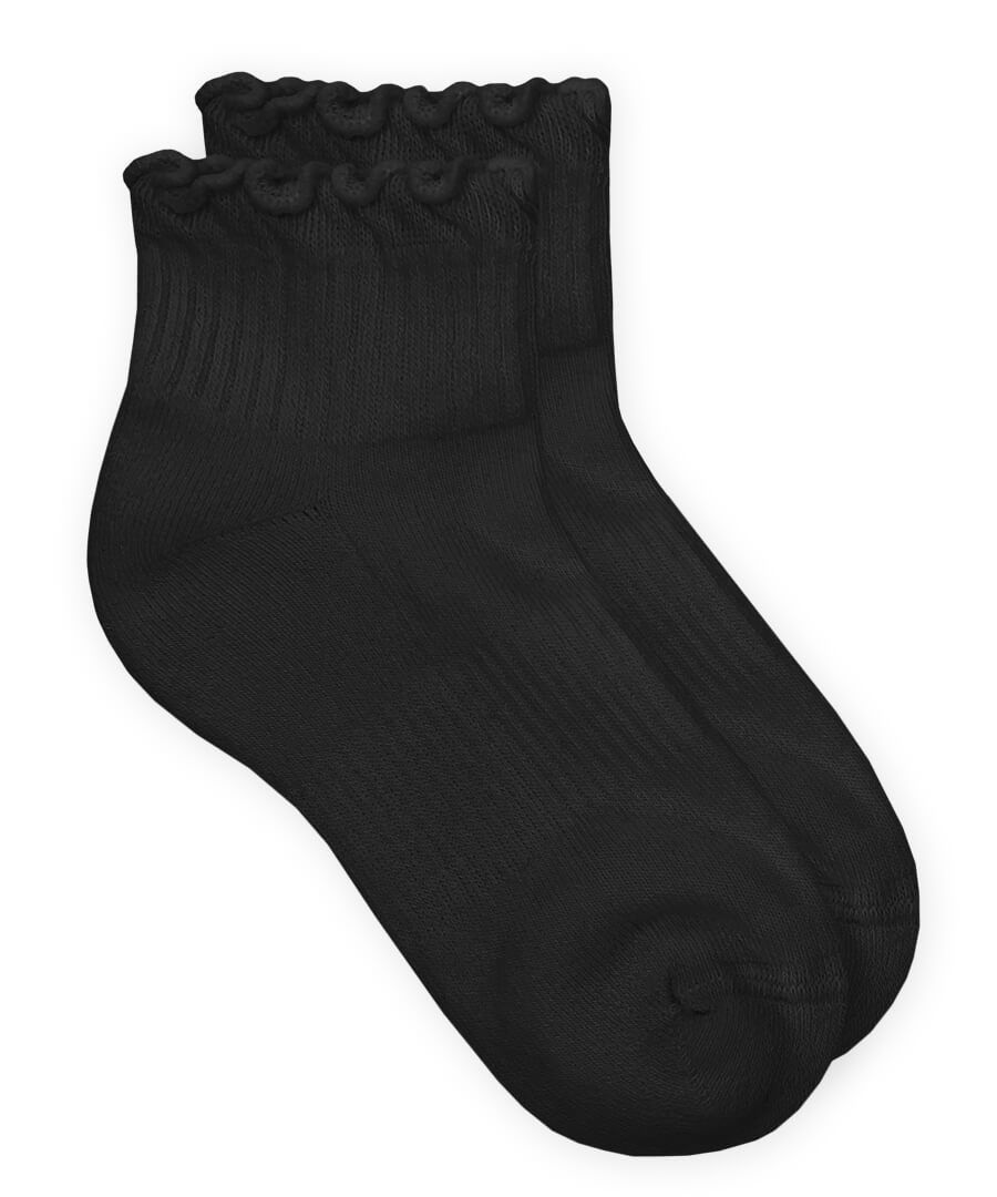 Smooth Toe Ruffle Ripple Edge Sport Quarter Socks - 1 Pair