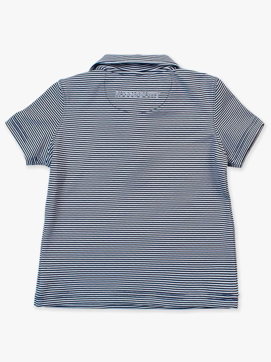 Knit Short Sleeve Performance Polo - Dark Navy Micro Stripe