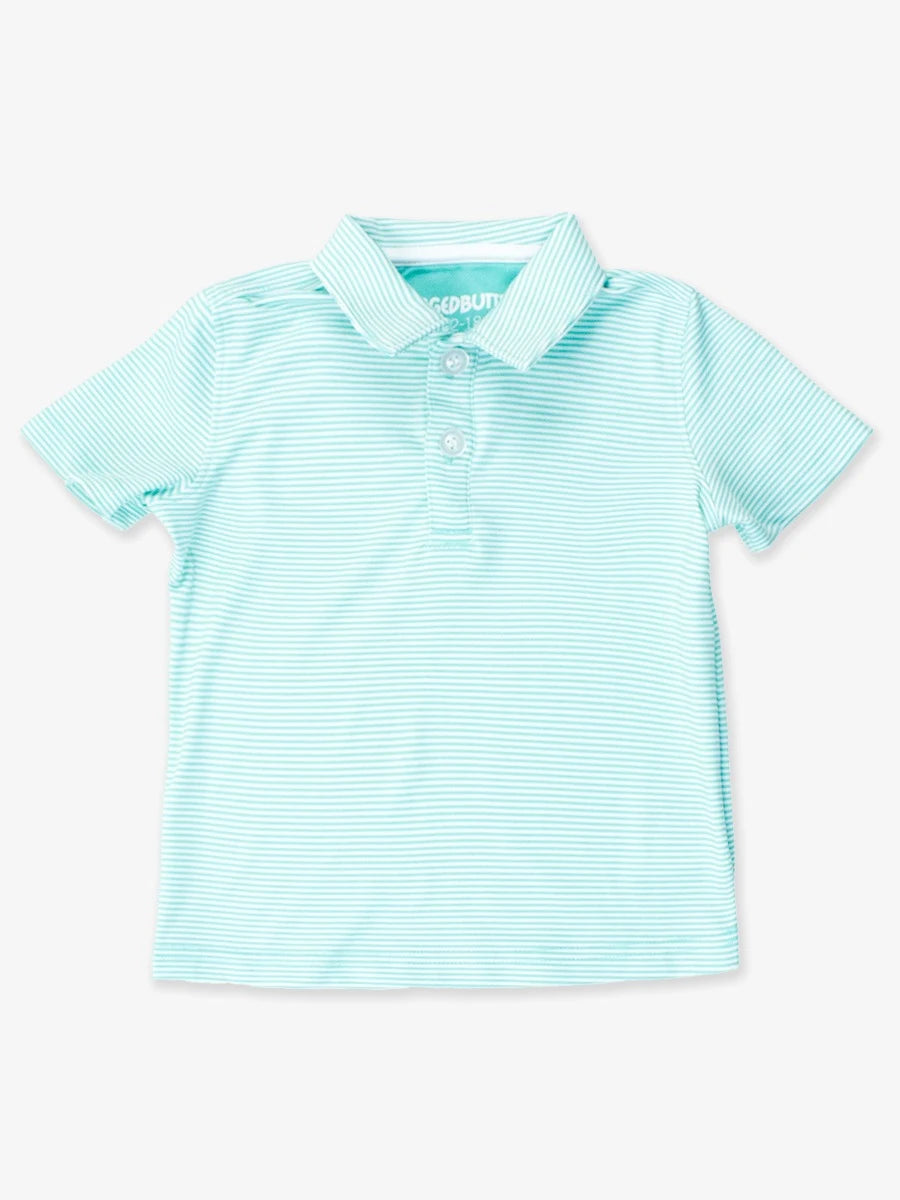 Knit Short Sleeve Performance Polo - Marine Green Micro Stripe