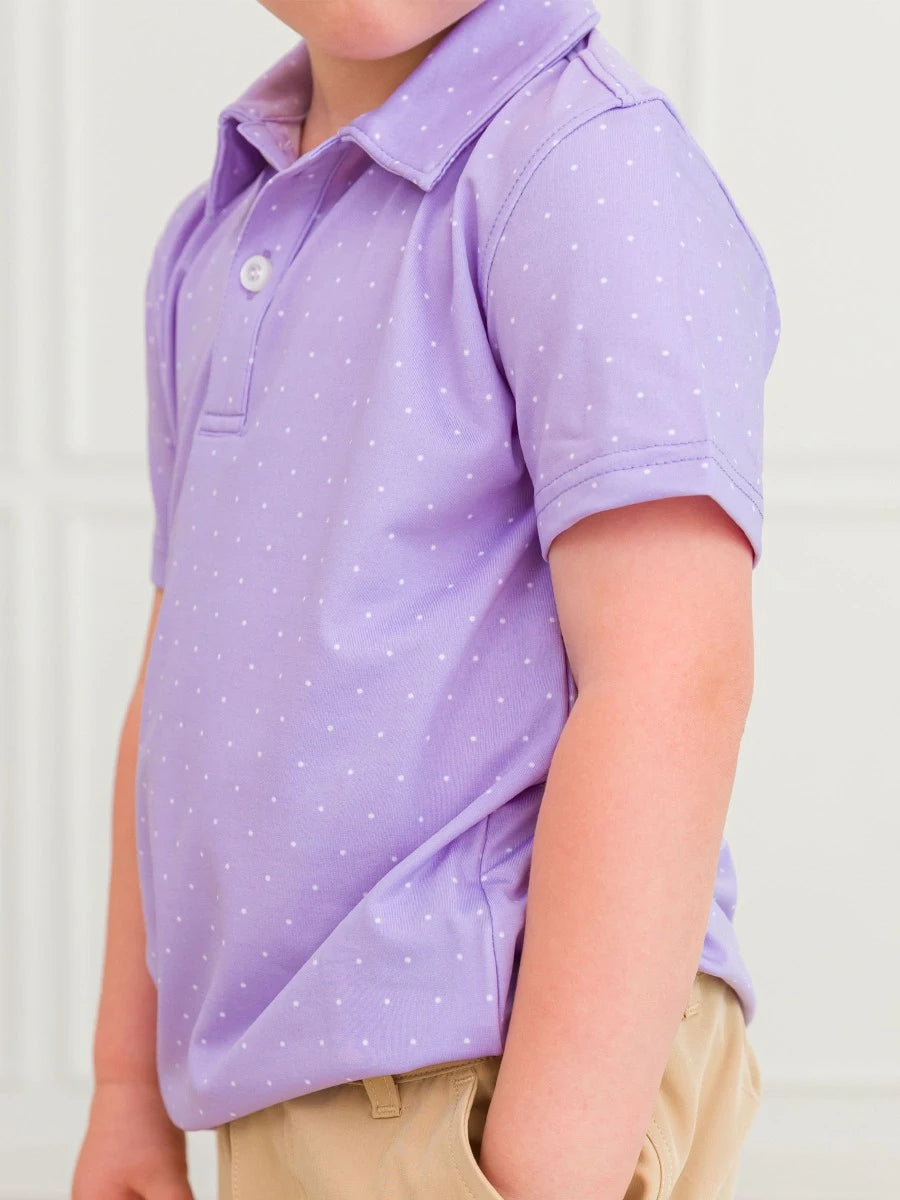Knit Short Sleeve Performance Polo - Lavender Pindot