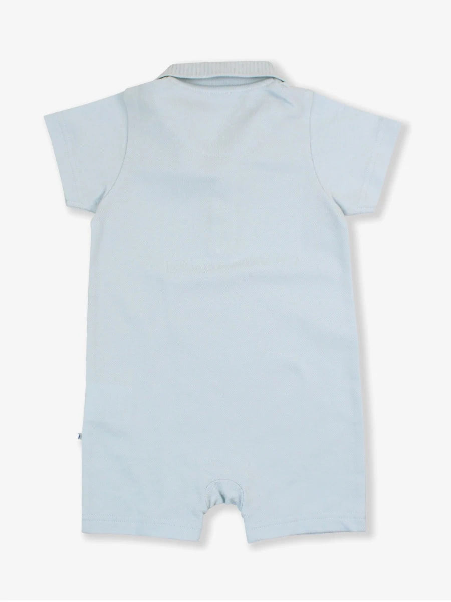 Pique Polo Romper - Light Blue