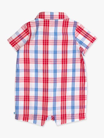 Woven Short Sleeve Button-Up Romper