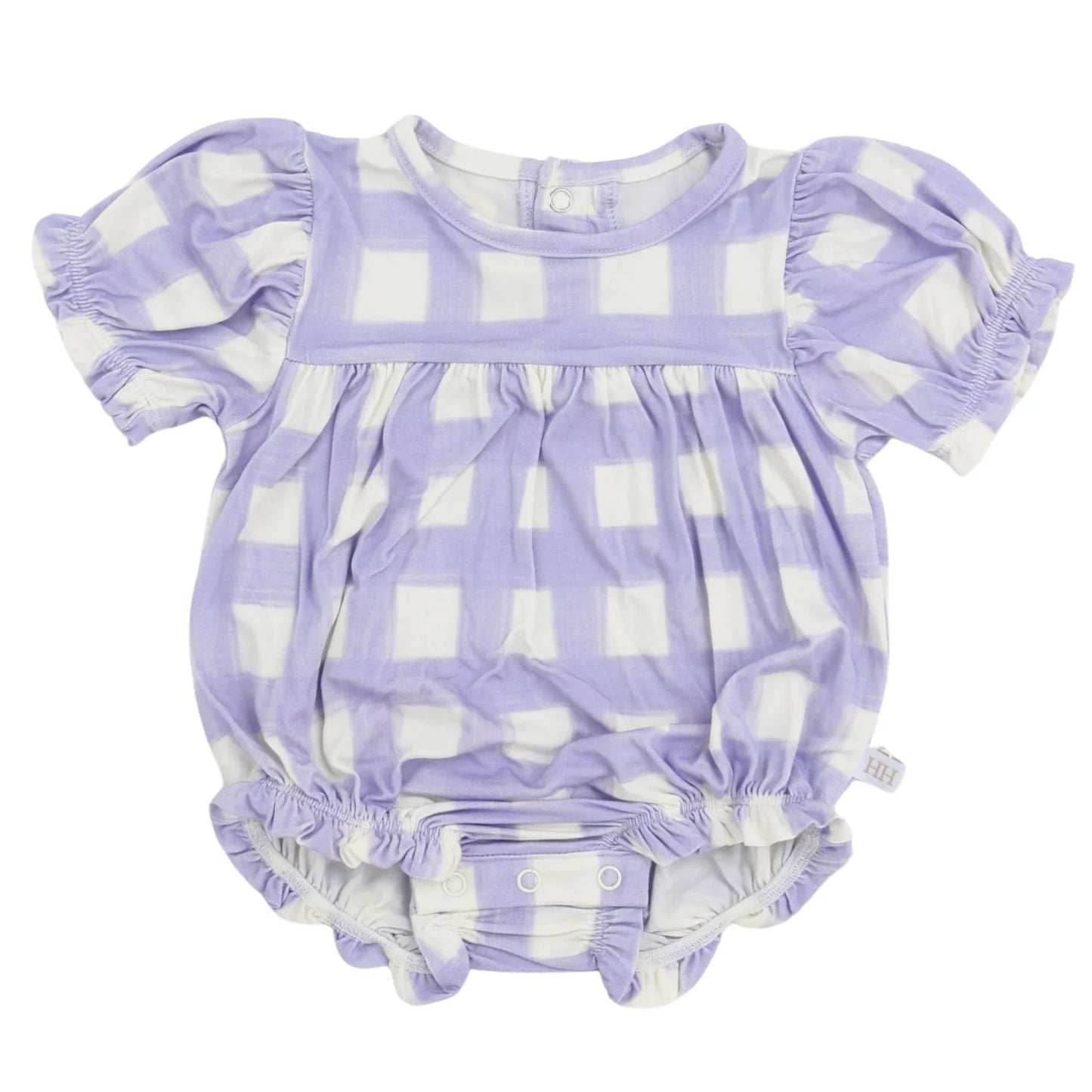 Girls Purple Check Bamboo Bubble