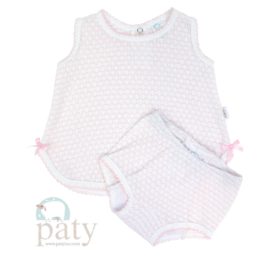 Paty Knit, 2 PC Diaper Set - Pink