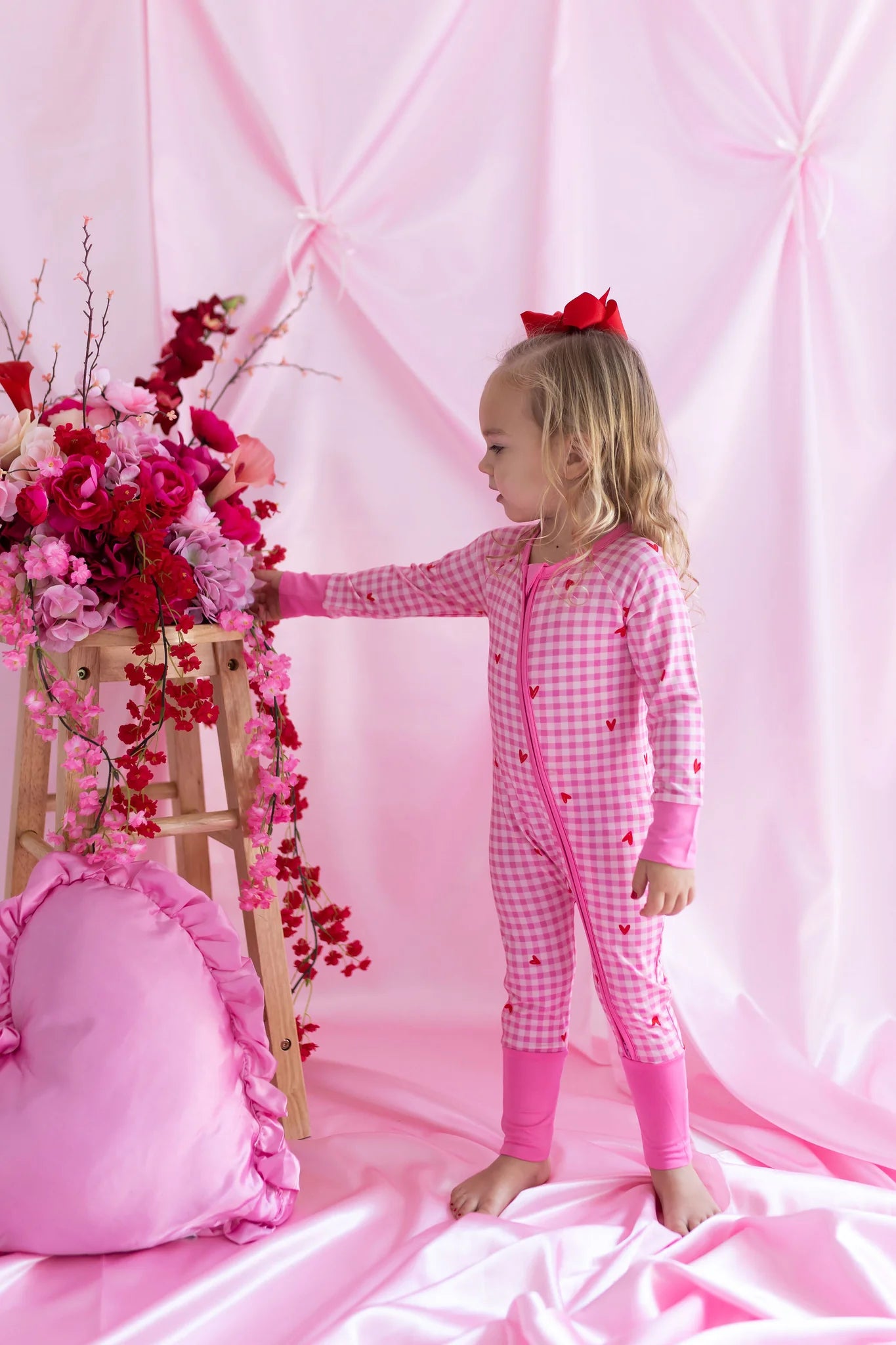 Be Mine Gingham Zipper Romper