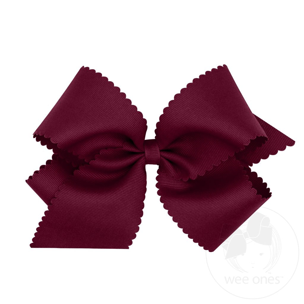 King Grosgrain Hair Bow Scalloped Edge