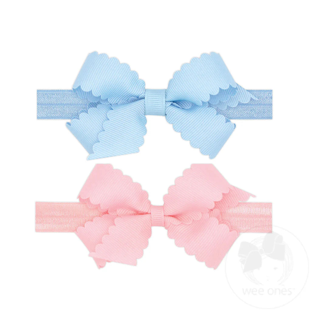 Two Mini Scallop Bows With Bands