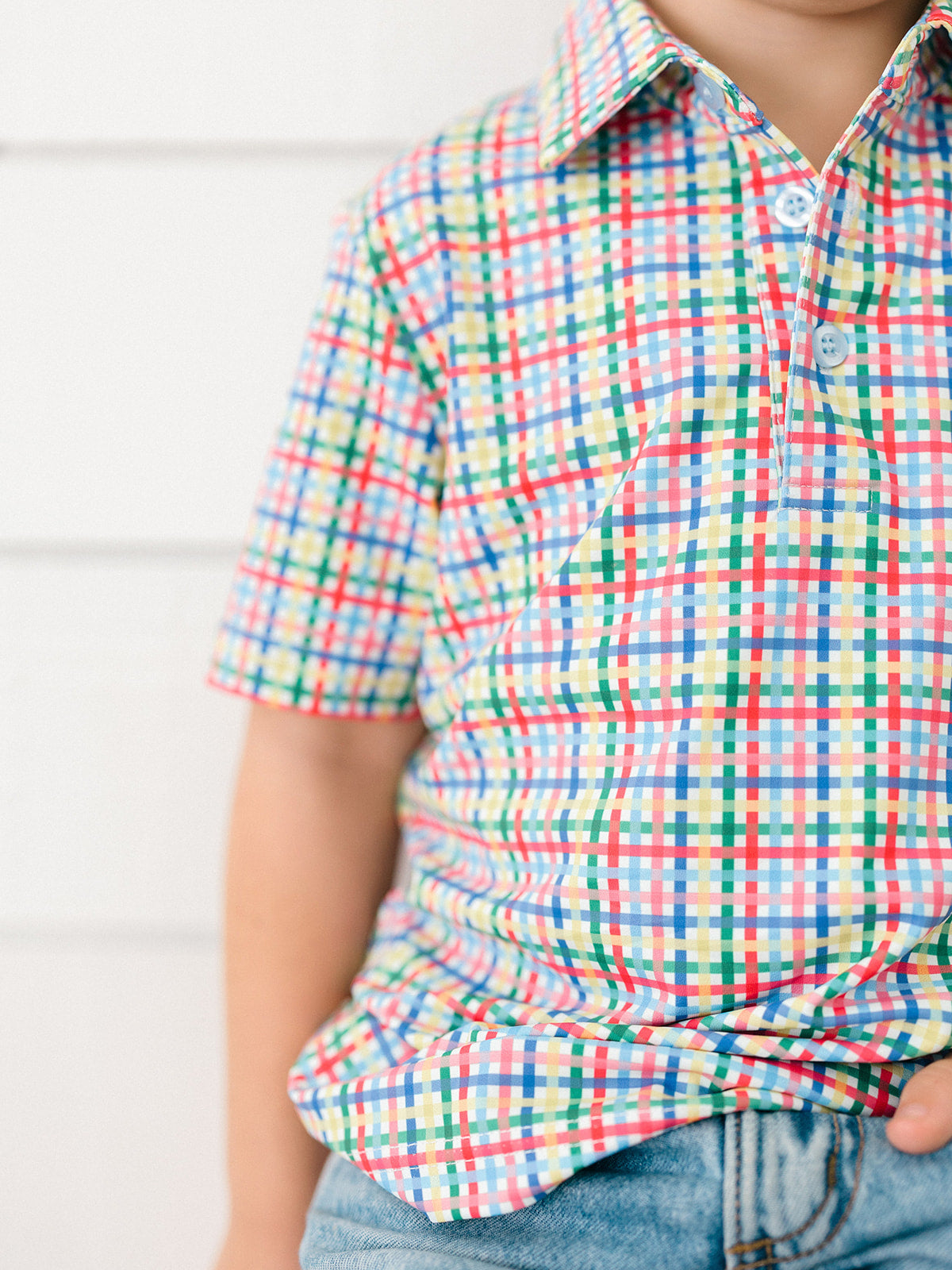 Color Pop Plaid Boy's Polo
