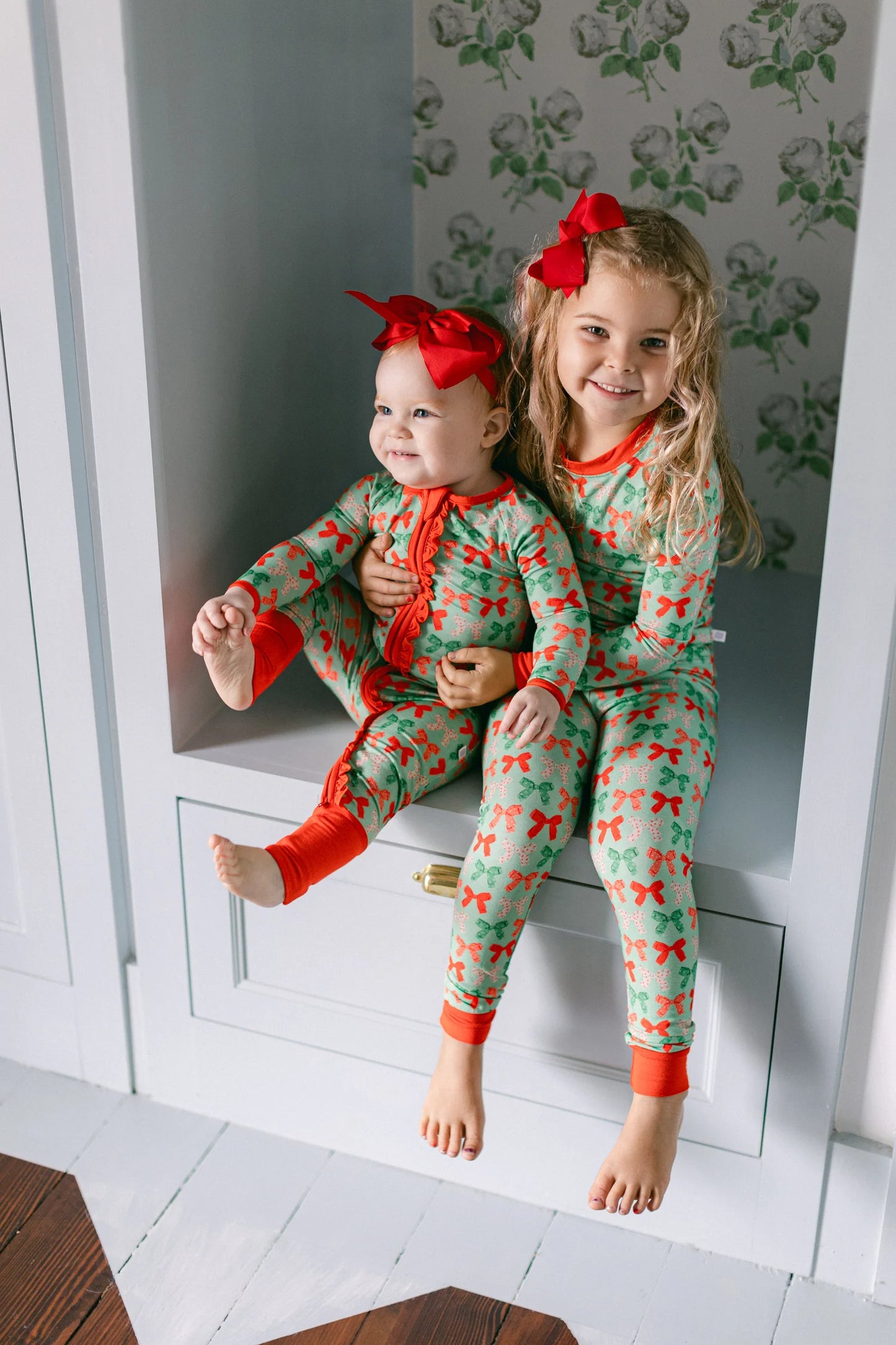 Christmas Bows Ruffle Romper