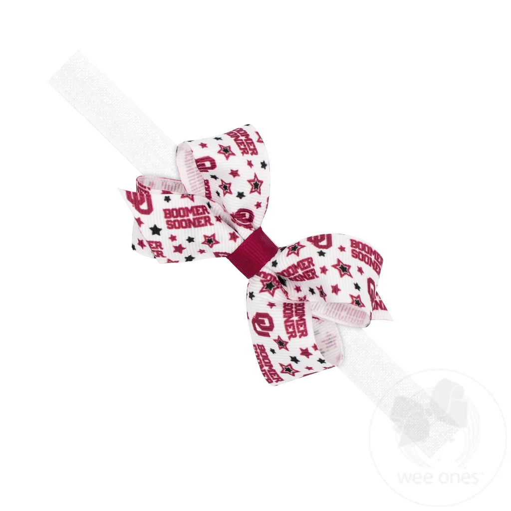 Mini Signature Collegiate Logo Hair Bow on Elastic Baby Band