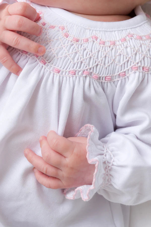 Sweetly Smocked Greeting Gown- Palm Beach Pink