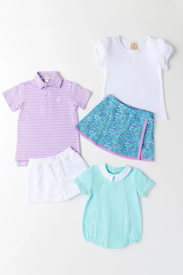 Prim & Propper Polo- Valley High Violet Stripe with Multicolor Stork