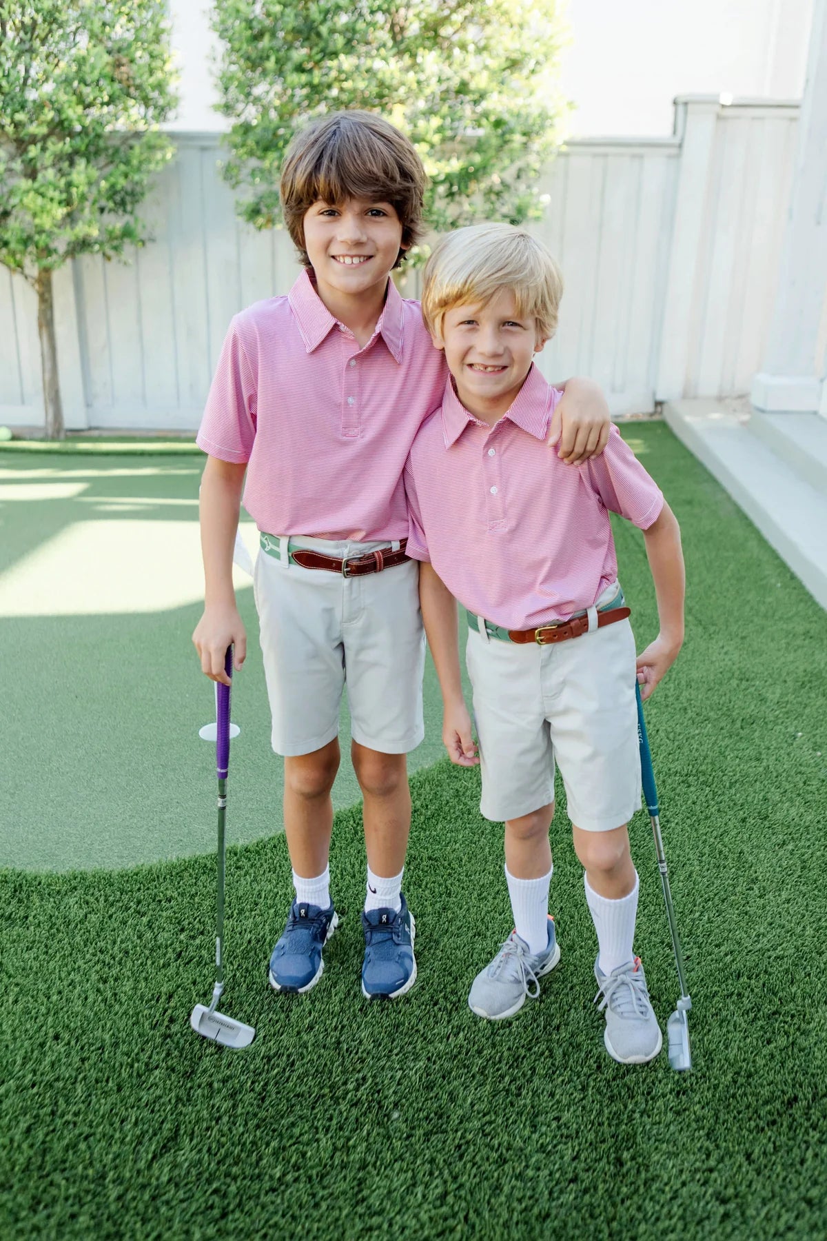 Will Boys' Golf Polo Shirt - Red Stripes