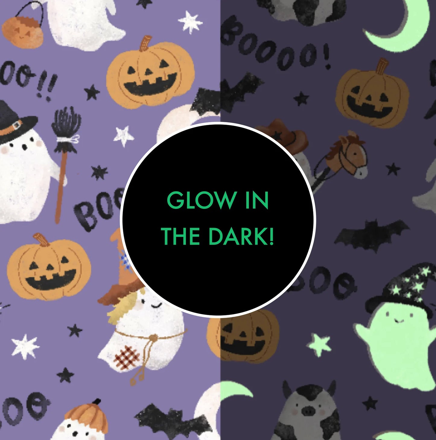 Costumed Ghosts - Glow In The Dark - Purple 2 Way Zipper Ruffle Back Footie