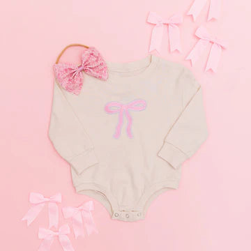 Coquette Bow Patch Long Sleeve Romper