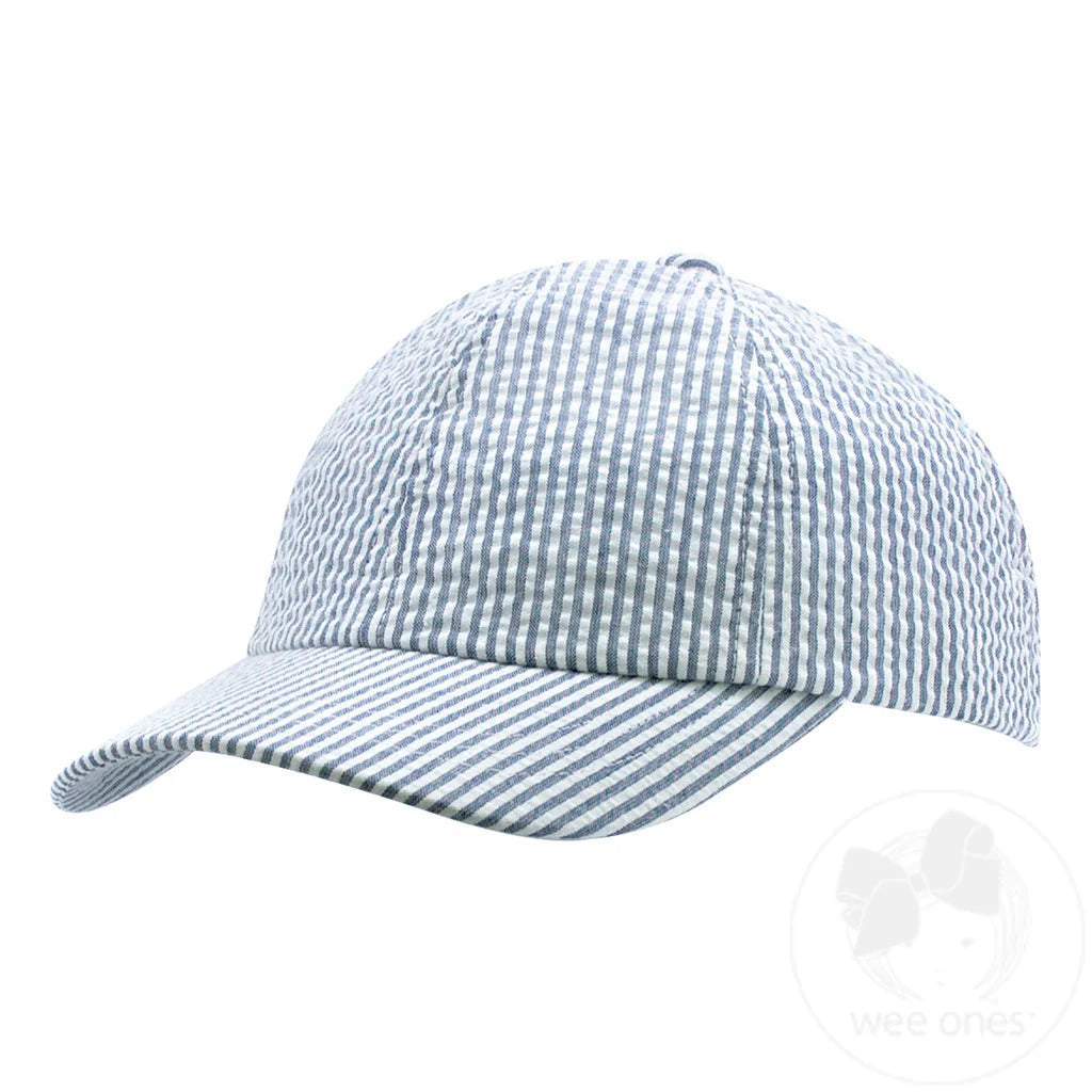 Seersucker Ball Cap-Denim