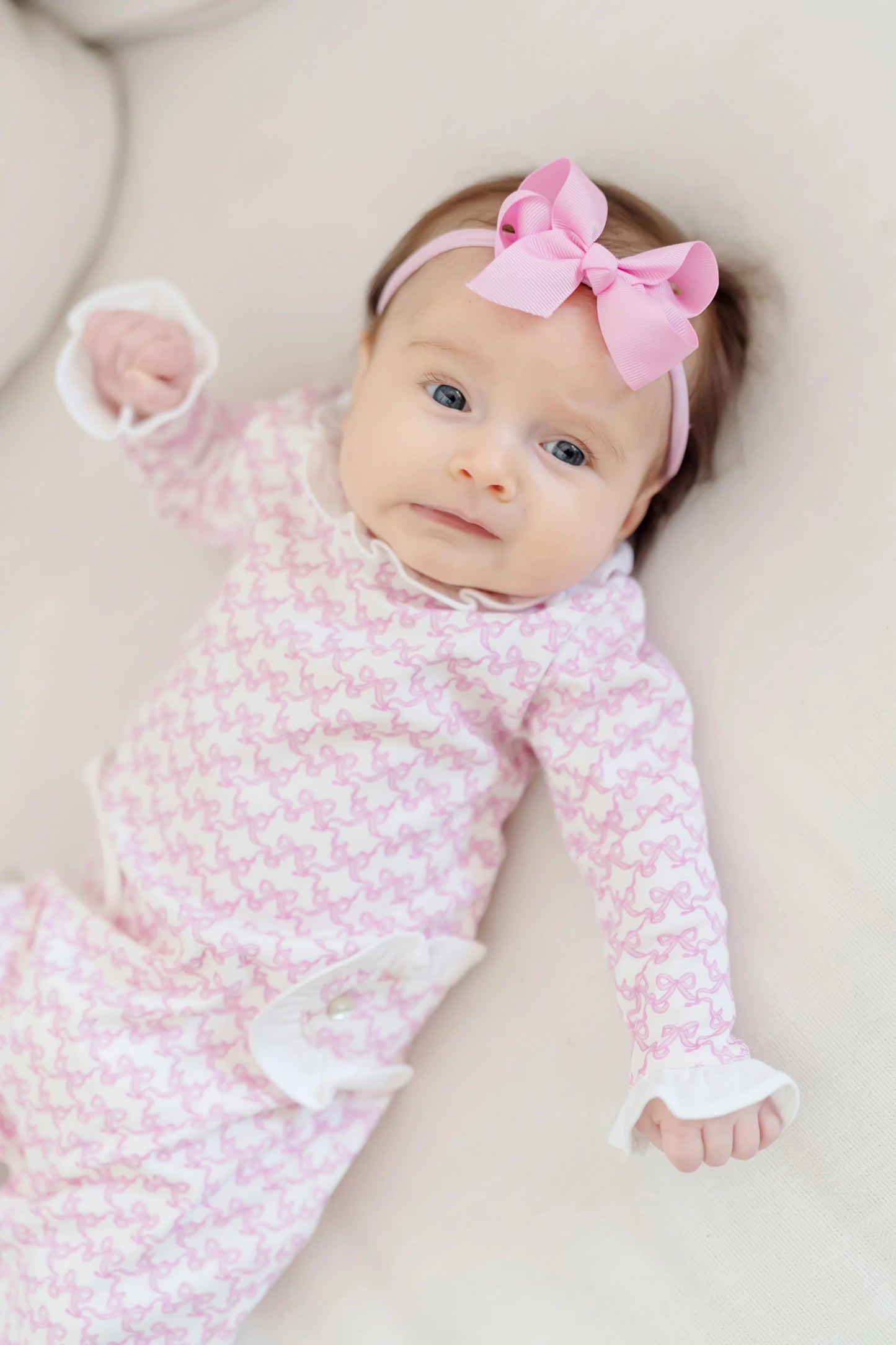 Lucy Girls Romper- Pretty Pink Bows