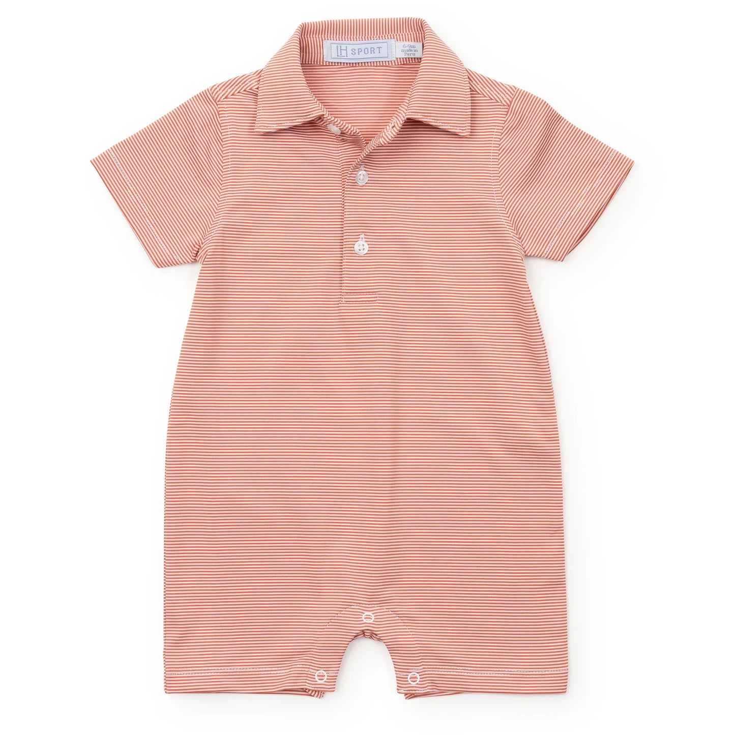 Tripp Boys' Pima Cotton Polo Shortall - Orange Stripes