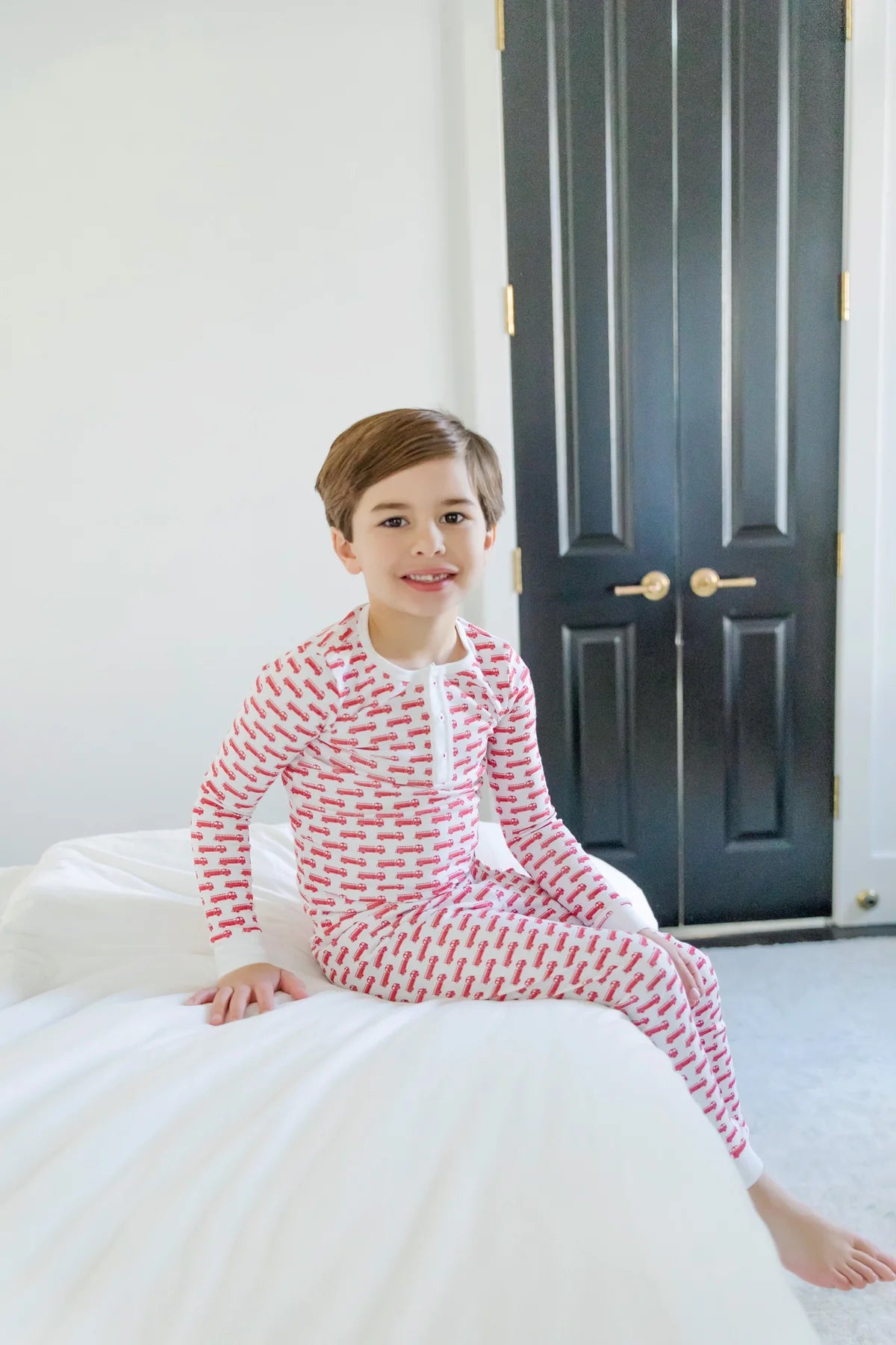 Jack Boys Pajama Pant Set- Fire Truck Red