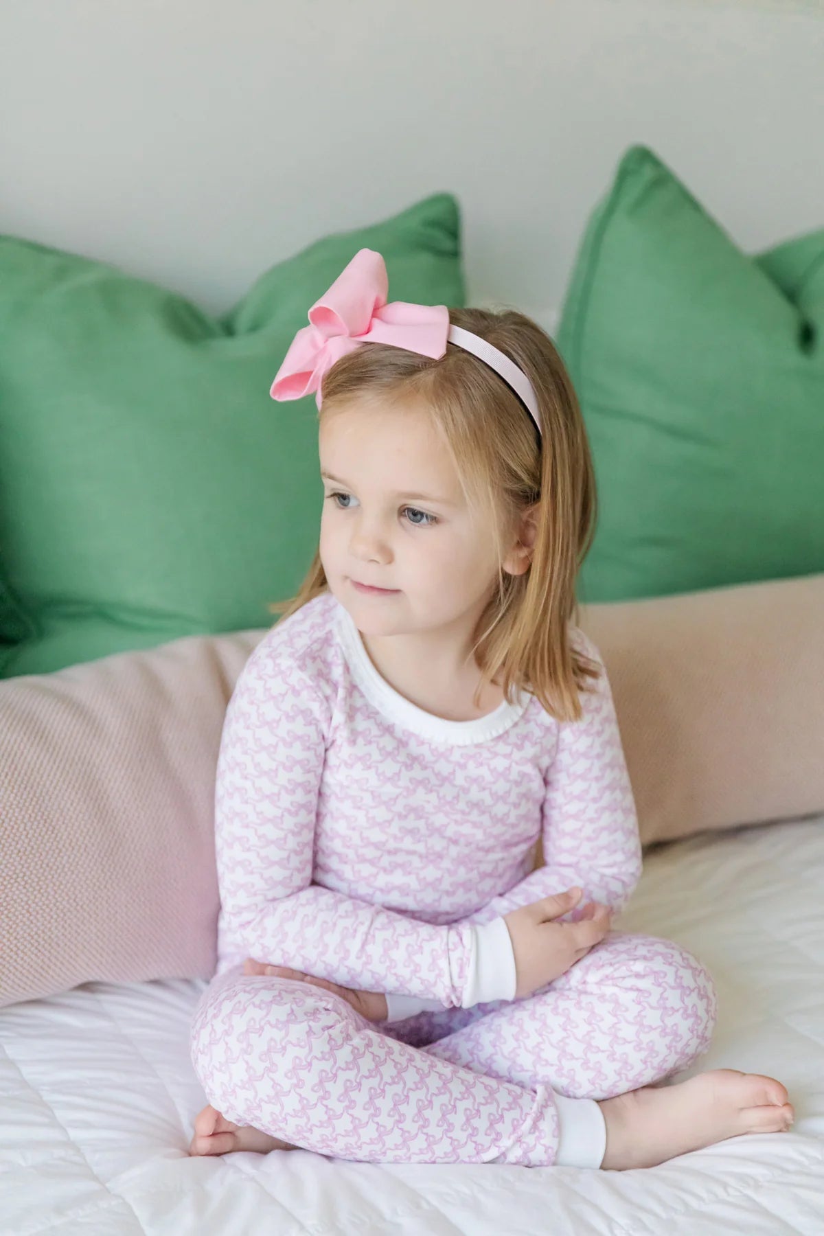 Ava Girls Pajama Pant Set- Pretty Pink Bows