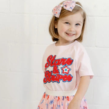 Stars and Stripes Patch Short Sleeve T-Shirt - Ballet