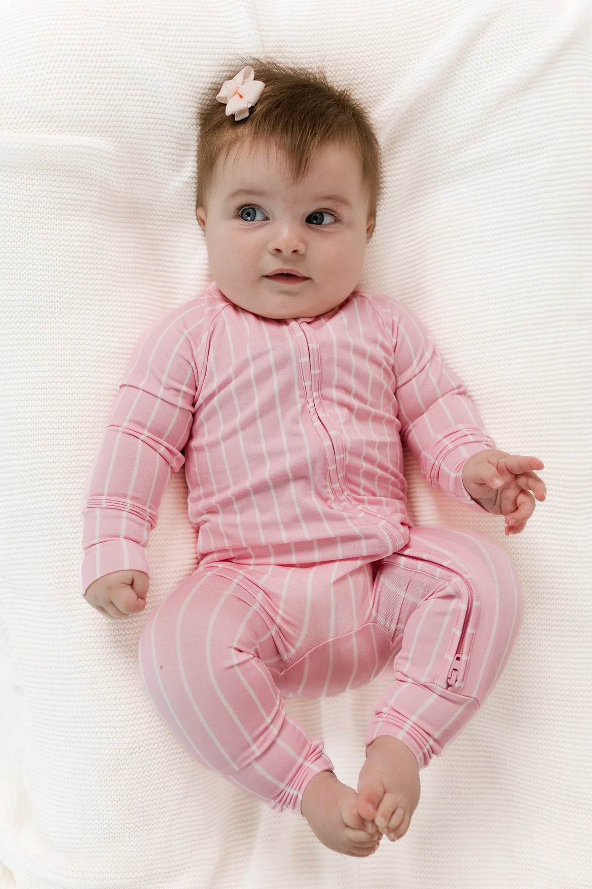 Orchard Pink Stripe Zipper Romper