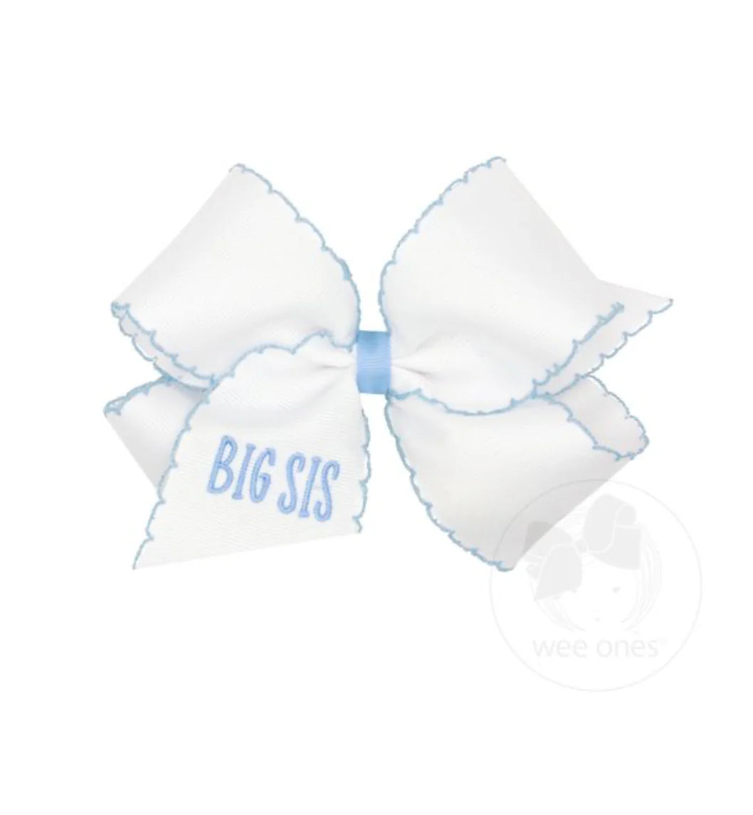 Medium "Big Sis" Hair Bow with Millennium Blue Moonstitch Edge
