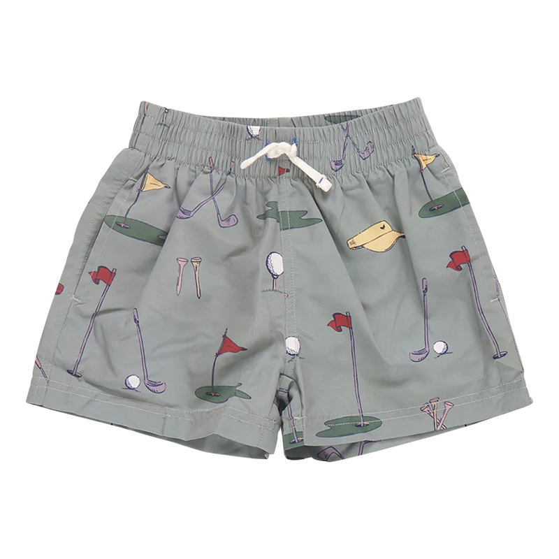 Baby Boys Swim Trunk - Green Golf Tournament