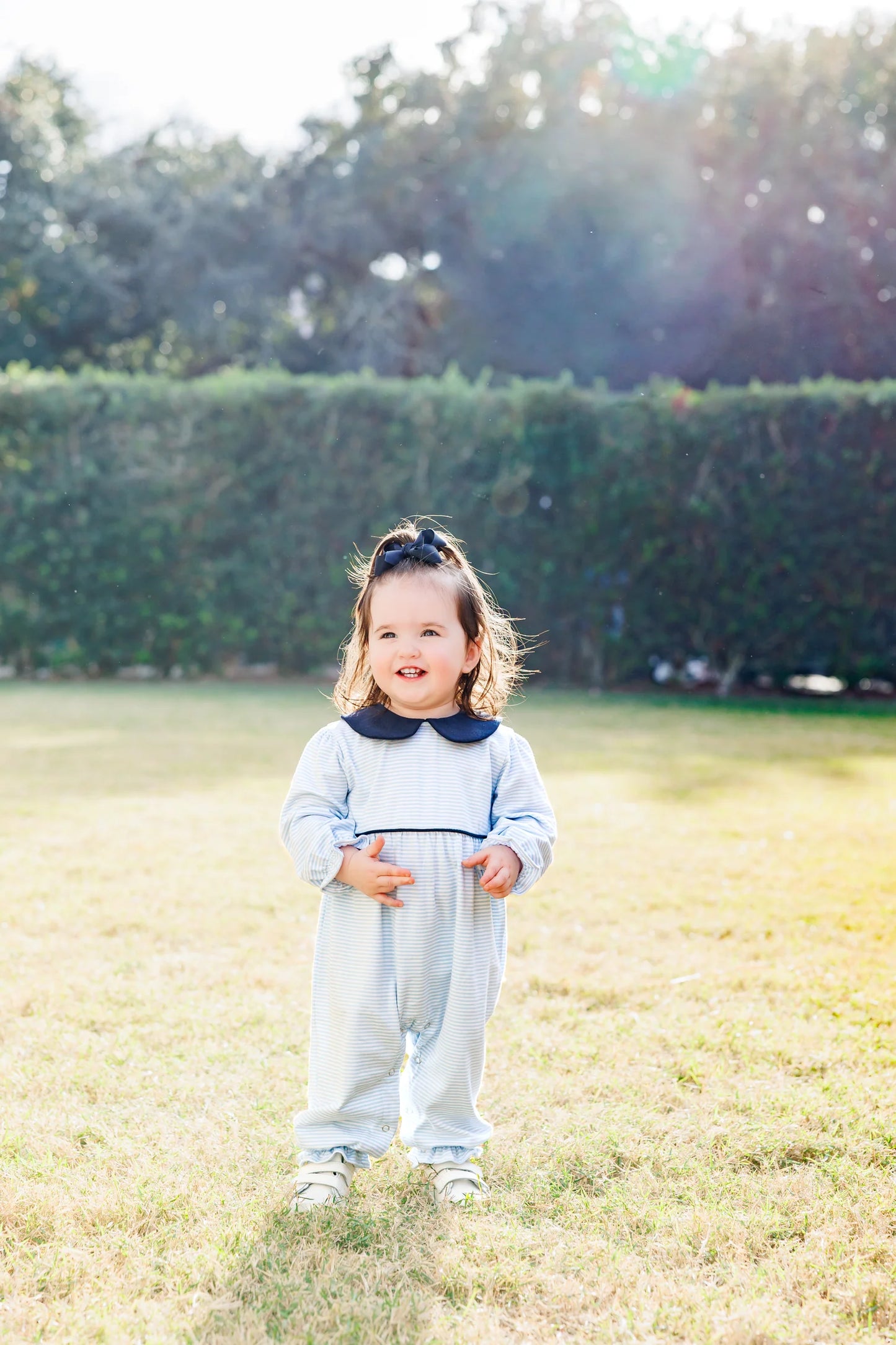 Katherine Romper - Light Blue Stripe