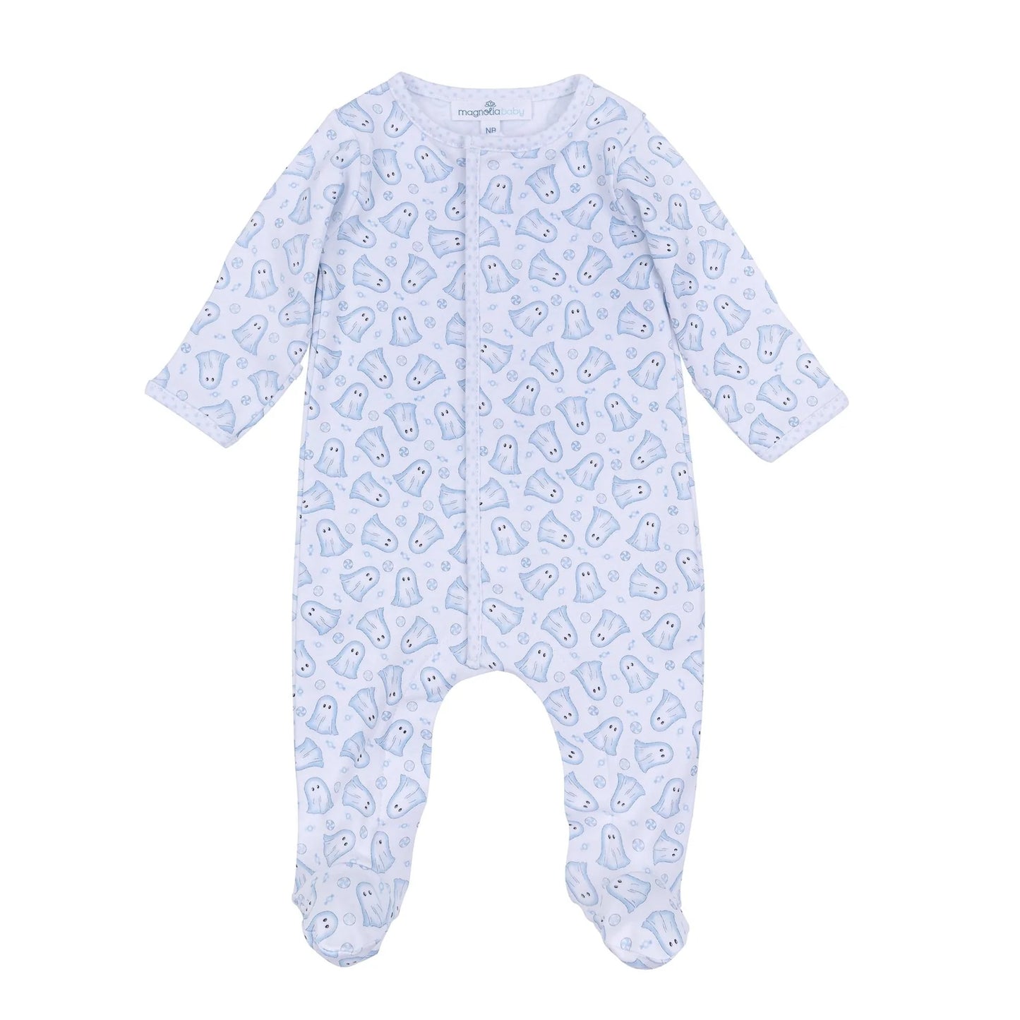 My Little Boo Print Footie - Light Blue