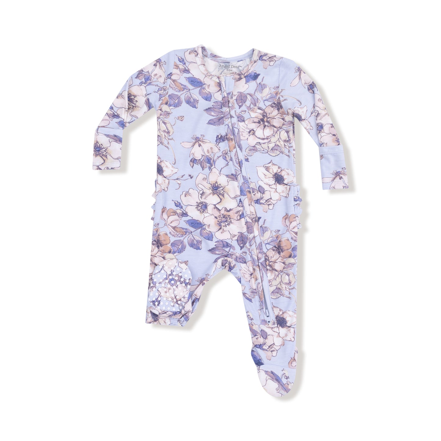 Woodrose - Peri - 2 Way Zipper Ruffle Back Footie