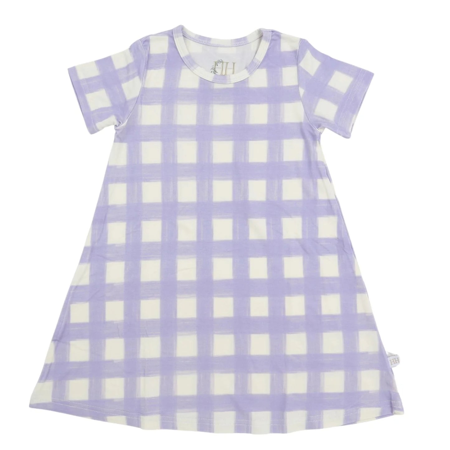 Girls Purple Check Bamboo Dress