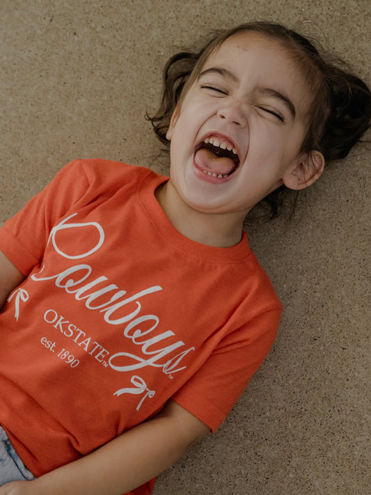 Children's Osu Cowboys Established Bows Orange Tee