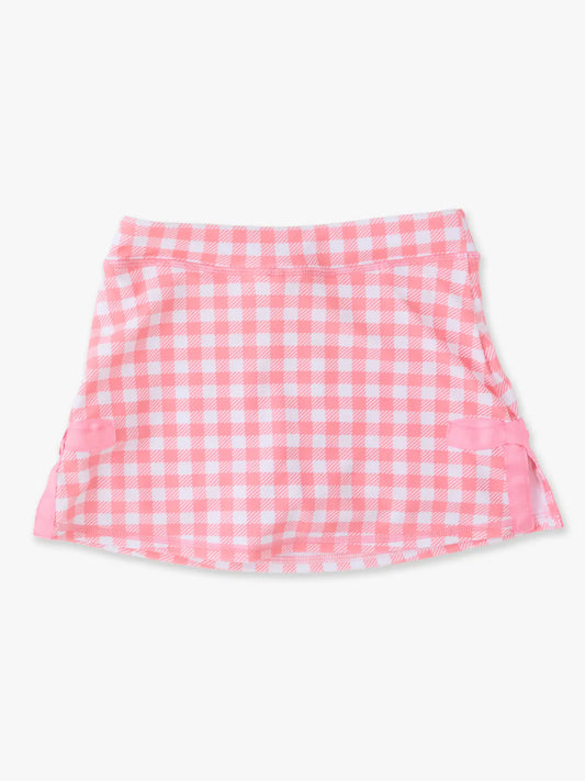 Girls Bubblegum Gingham Active Bow Skort