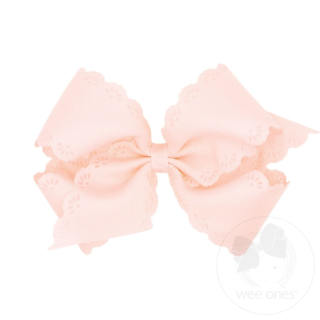 Small King Grosgrain Bow with Eyelet Flower Embossed Edges