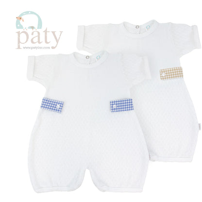 Paty Knit Bubble, Gingham Tabs - Blue