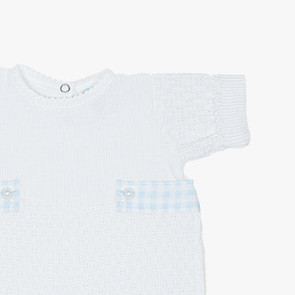 Paty Knit Bubble, Gingham Tabs - Blue