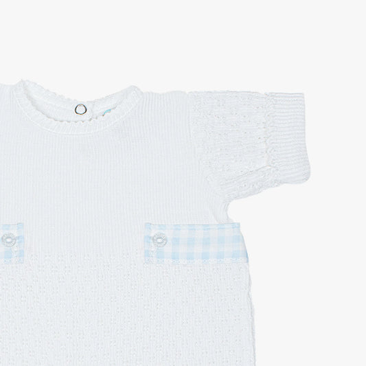 Paty Knit Bubble, Gingham Tabs - Blue