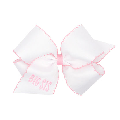Medium "Big Sis" Hair Bow with Light Pink Moonstitch Edge