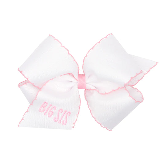 Medium "Big Sis" Hair Bow with Light Pink Moonstitch Edge