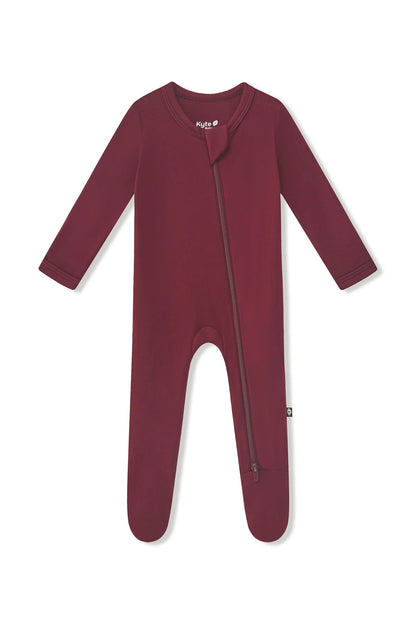 Zippered Footie in Burgundy