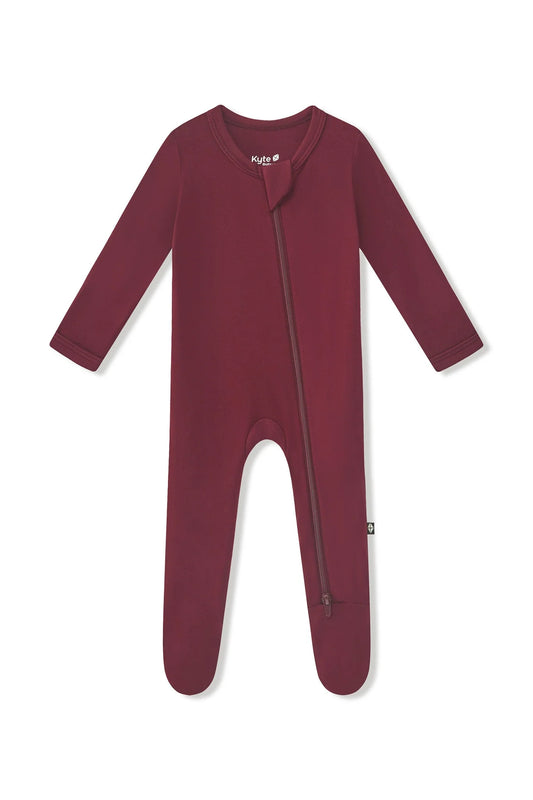Zippered Footie in Burgundy